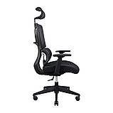 Офисное кресло с подголовником Баланс Про Richman регулируемое с анатомической спинкой-сеткой черного цвета, фото 2