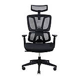 Офисное кресло с подголовником Баланс Про Richman регулируемое с анатомической спинкой-сеткой черного цвета, фото 3