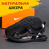 Літні чоловічі шкіряні сандалі-босоніжки Nike/Найк чорні спортивні з натуральної шкіри на літо *40 ч/б*