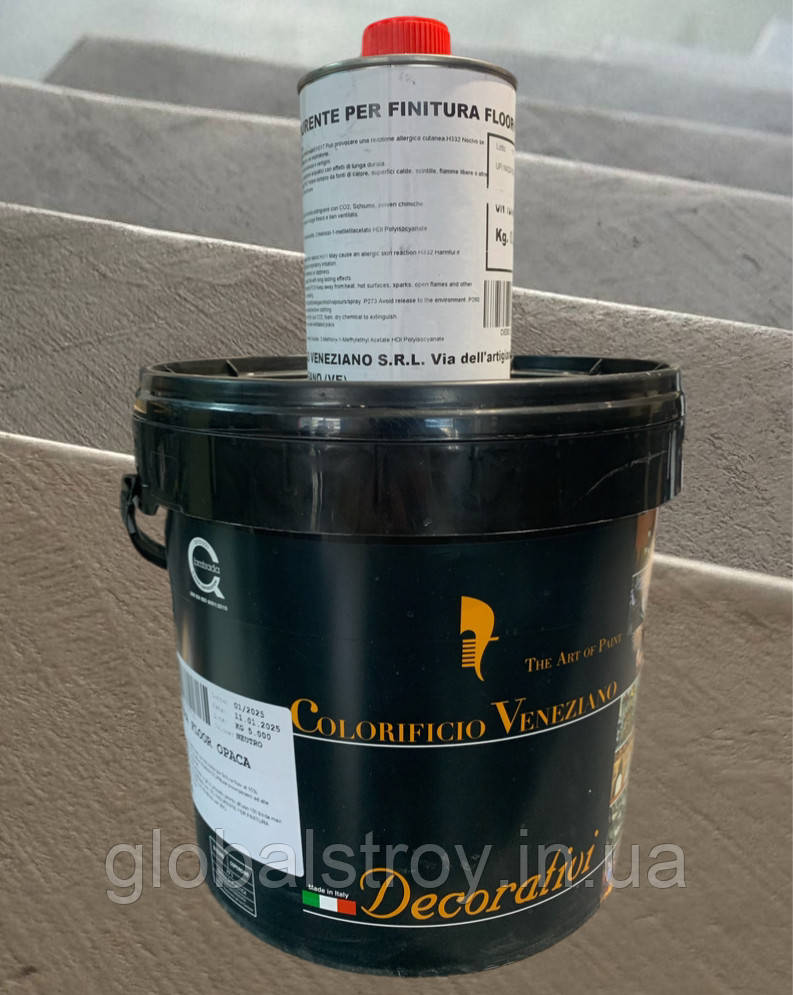 Лак поліуретановий водний матовий для мікроцемента 2К Colorificio Veneziano FINITURA FLOOR OPACA (А+В) 5,5 кг