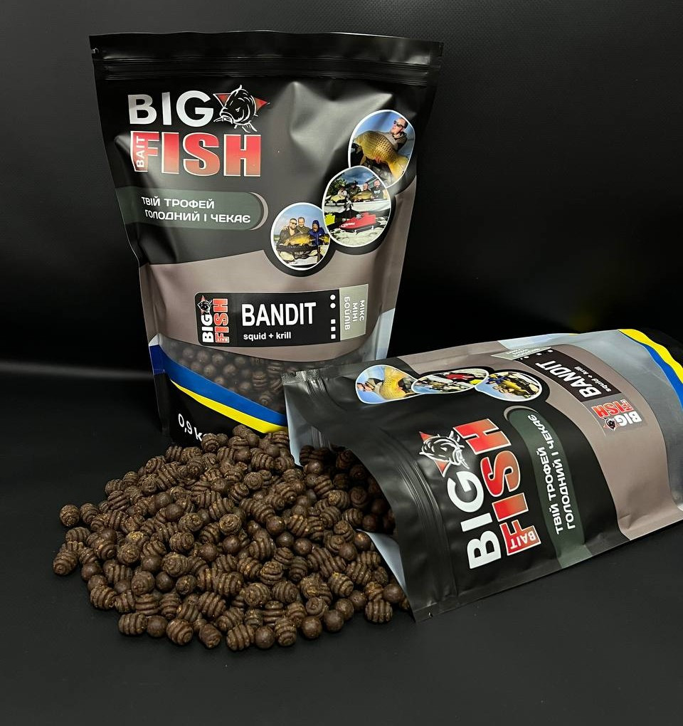 Бойл варений BANDIT (krill + squid), мікс міні бойлів 10 - 14 мм