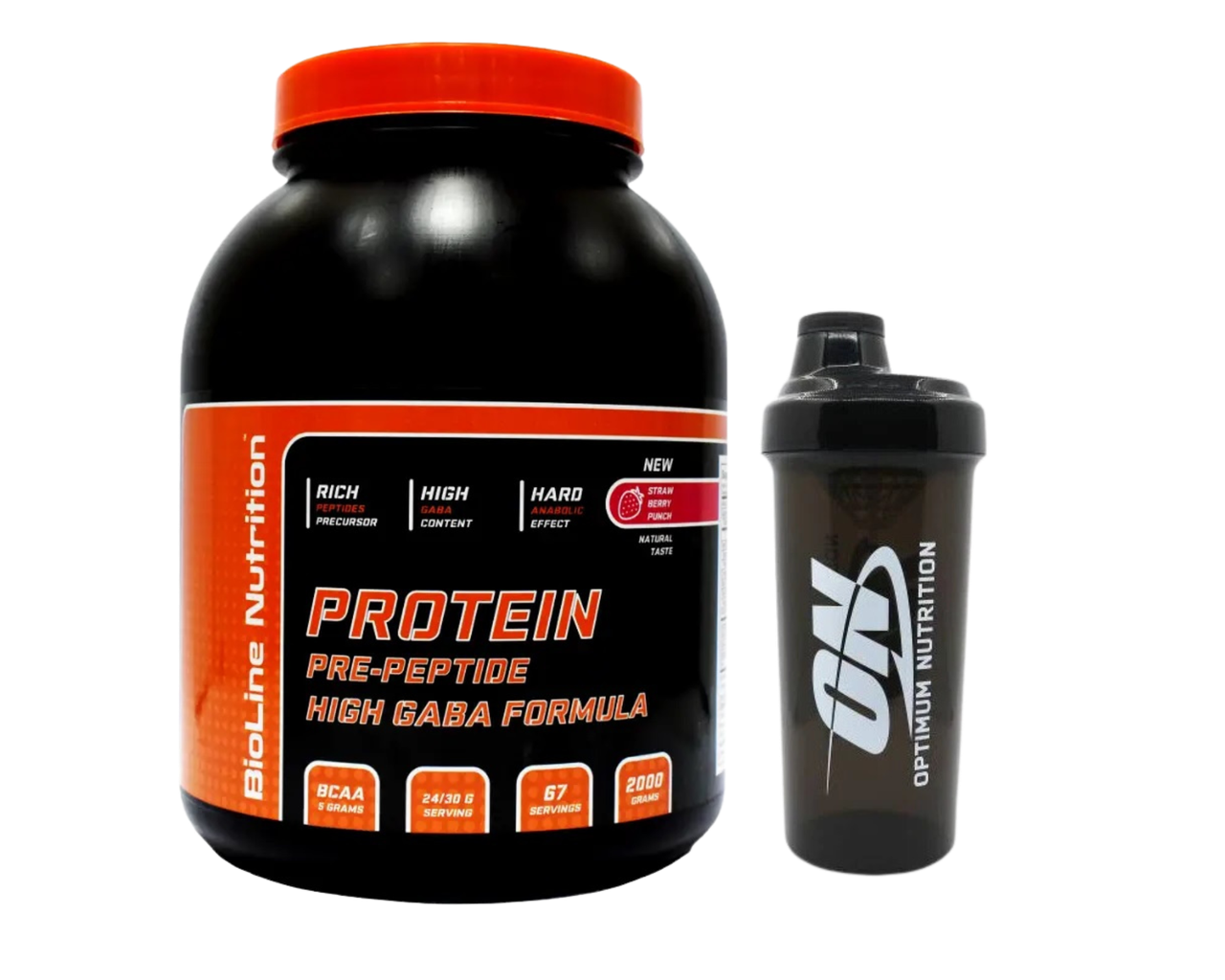 Протеїн Bioline Nutrition 2 кг. Смак Суниця + Шейкер, фото 1