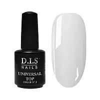 DIS Nails Топ кольоровий Universal Top No Wipe Color №2 (молочний) для нігтів, 15мл
