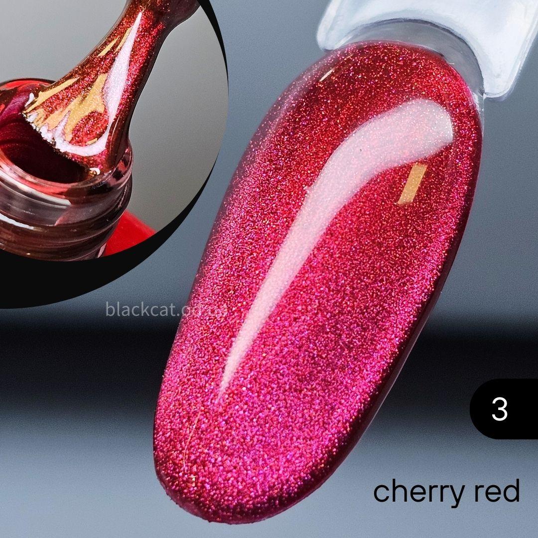 Кришталева кішка малинова, червоно-малинова гель лак котяче око Cherry Cat Global Fashion 8мл №03