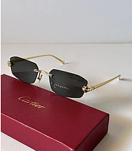 Жіночі прямокутні чорні сонцезахисні окуляри Cartier Panthere de Cartier з пантерою карт'є