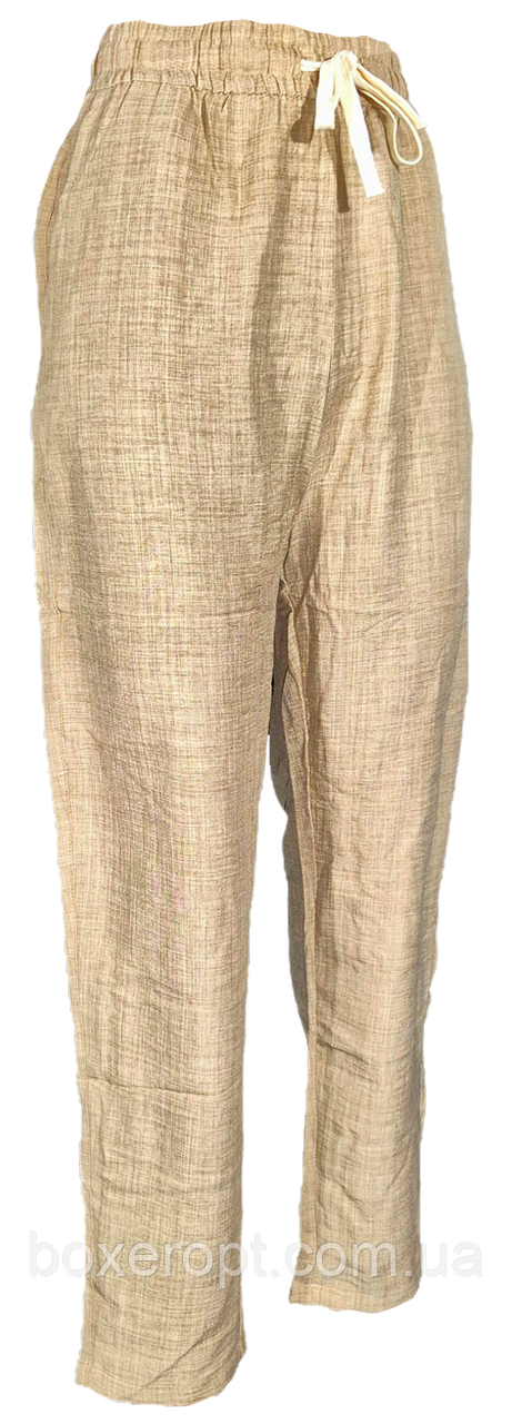 Штани жіночі літні з кишенями Ластівка (No.A5220, 4XL-7XL, пісочні)