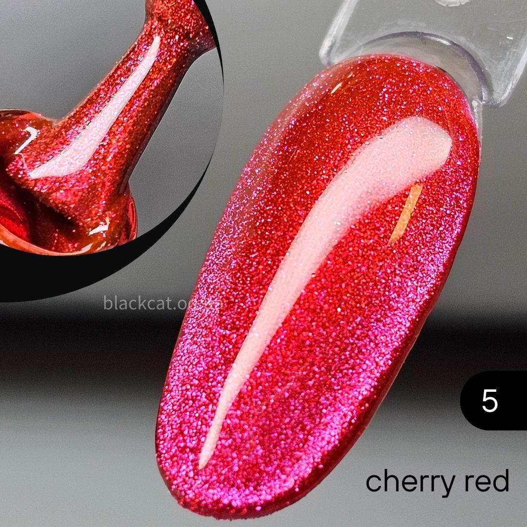 Кришталева кішка яскрава малинова, малиново-червона гель лак котяче око Cherry Cat Global Fashion 8мл №05