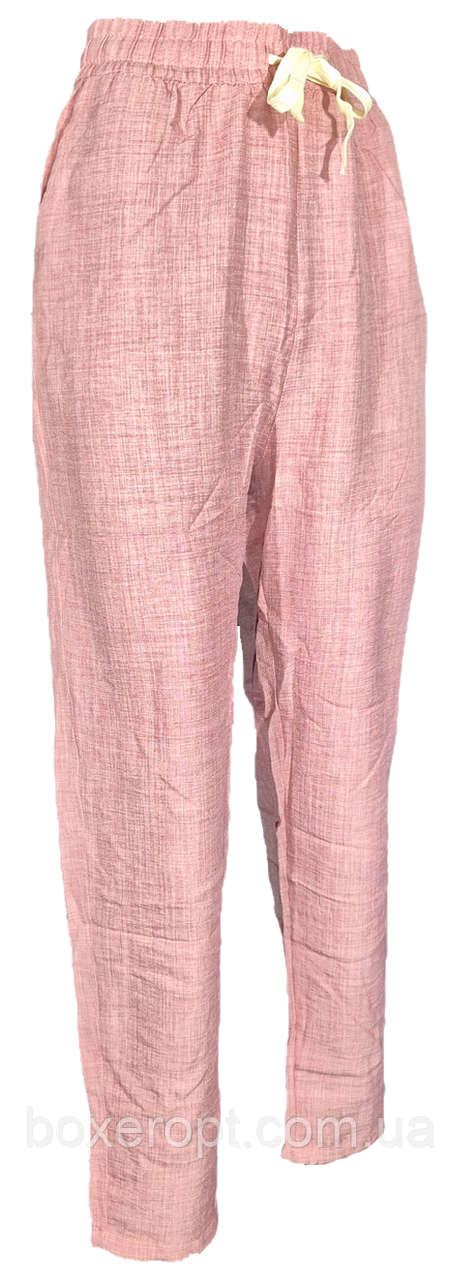 Штани жіночі літні з кишенями Ластівка (No.A5220, 4XL-7XL, пудра)