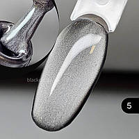 Шовкова кішка графітова, сіра, чорна гель лак котяче око для нігтів Obsidian Global 8мл №1