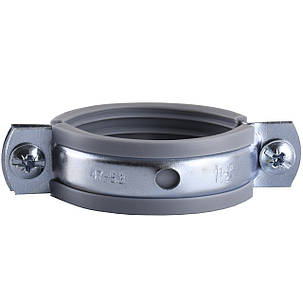 Хомут у зборі CR 1 1/2" (47-53мм) з гвинтом-шурупом 8*100 і дюбелем у уп., сірий, фото 3