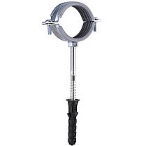 Хомут у зборі CR 1 1/2" (47-53мм) з гвинтом-шурупом 8*100 і дюбелем у уп., сірий, фото 5