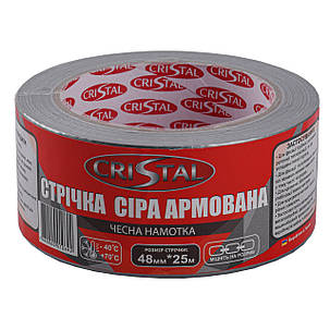 Стрічка армована CRISTAL 48 мм х 25 м сіра, фото 1
