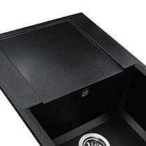Гранітна мийка Globus Lux KOMO чорний 790х500 мм-А0002, фото 4
