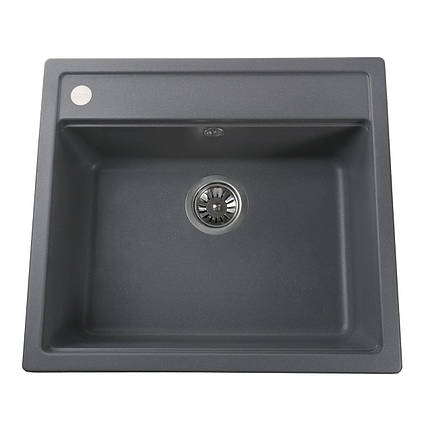Гранітна мийка Globus Lux VOLTA сирій металевик 570х510 мм-А0003, фото 1