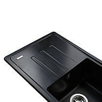 Гранітна мийка Globus Lux LUGANO чорний 780х435 мм-А0002, фото 4