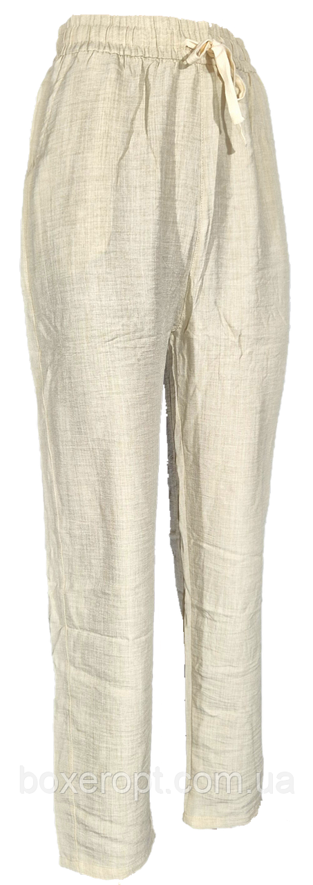 Штани жіночі літні з кишенями Ластівка (No.A5221, 8XL-11XL, беж)