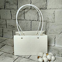 Сумочка для квітів флористична сумка для букетів прямокутна Біла 22х10,5х13,5 см 765-5