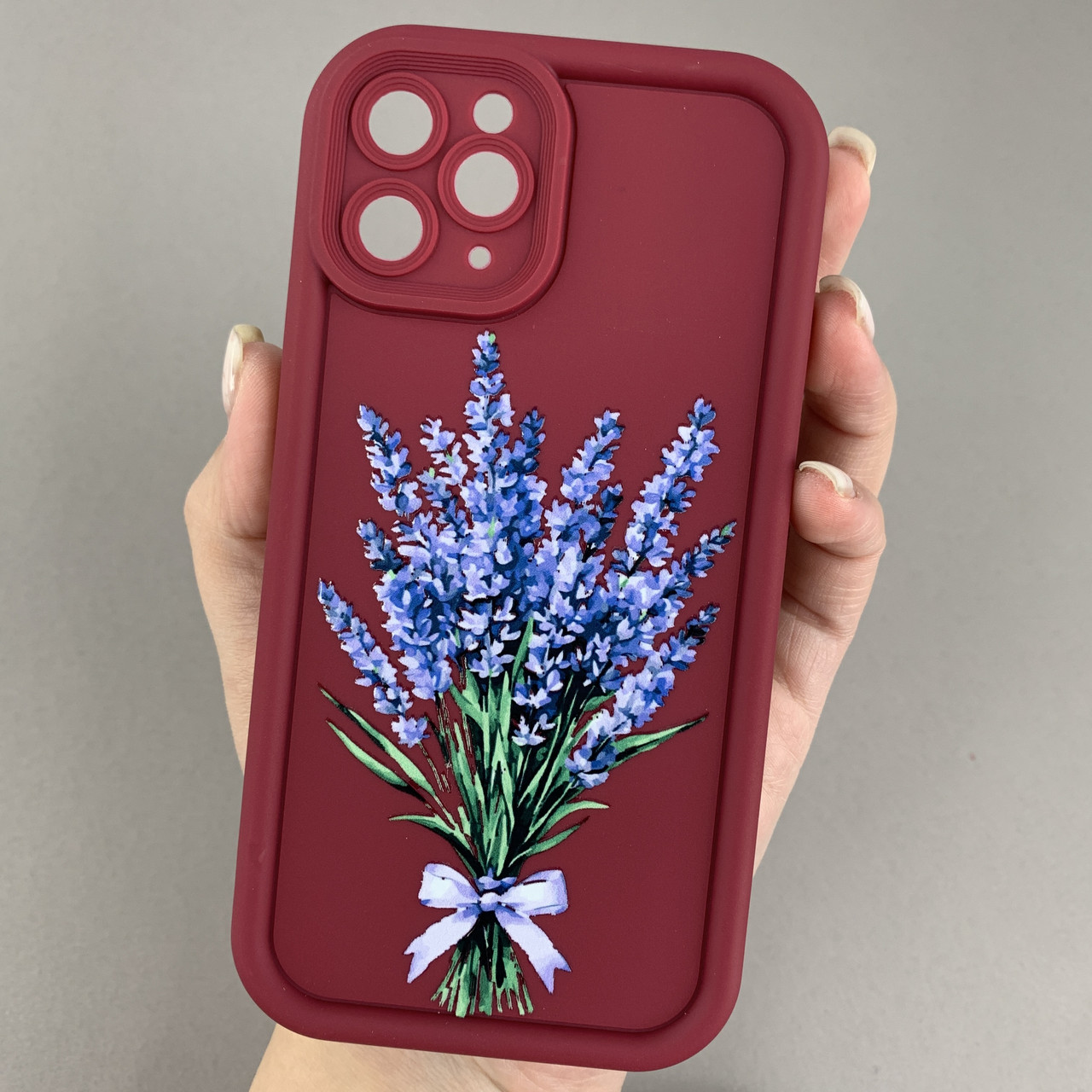 Чохол для Apple iPhone 11 Pro чохол з високими бортами з принтом лаванди на айфон 11 про бордовий q06u