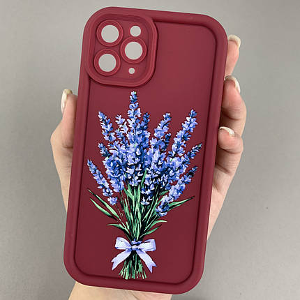 Чохол для Apple iPhone 11 Pro чохол з високими бортами з принтом лаванди на айфон 11 про бордовий q06u, фото 1