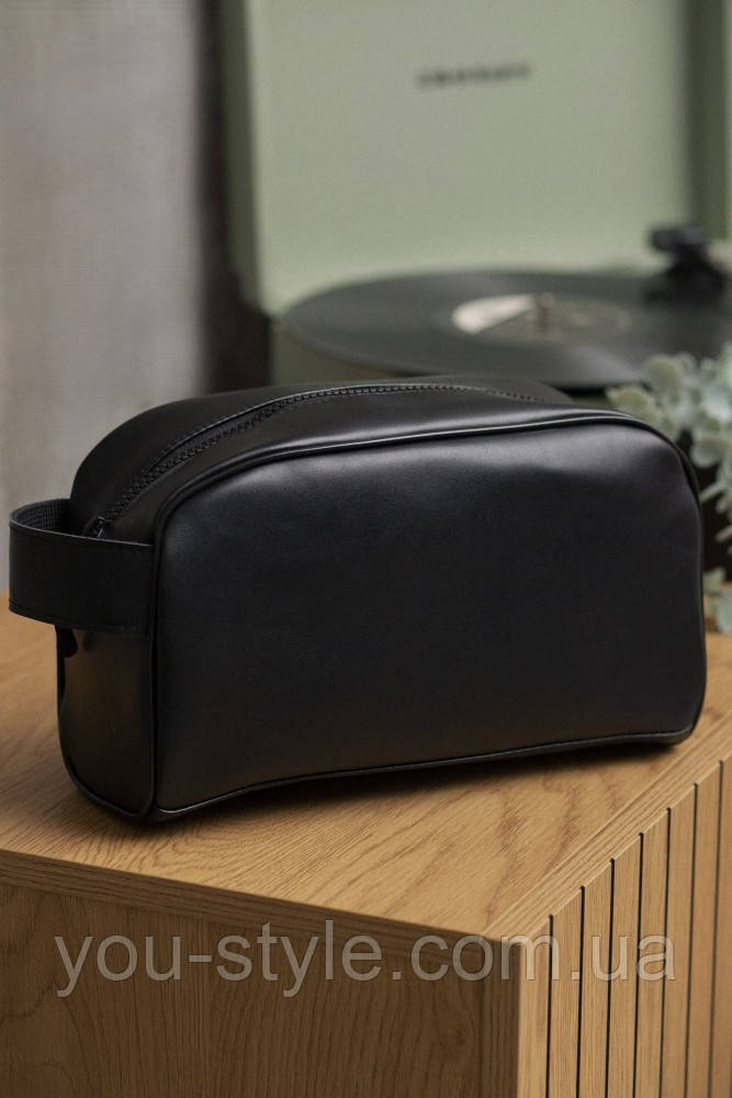 Шкіряна косметичка дорожна сумка несесер Without Cosmetic black
