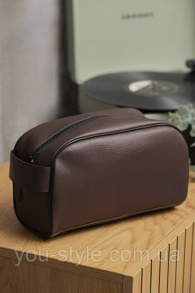 Шкіряна косметичка дорожна сумка несесер Without Cosmetic brown