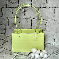 Сумочка для квітів флористична сумка для букетів прямокутна Салатова 22х10,5х13,5 см U06-10-2