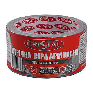 Стрічка армована CRISTAL 48 мм х 10 м сіра, фото 1