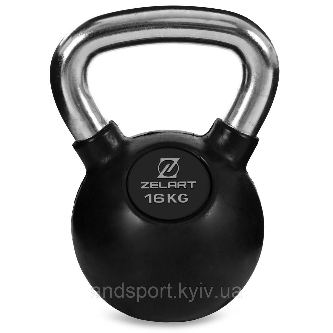 Гиря прогумованна з хромованою ручкою Zelart ТА-5162-16 вага 16кг чорний Код TA-5162-16