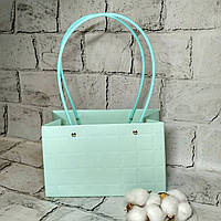 Сумочка для квітів флористична сумка для букетів прямокутна Блакитна 22х10,5х13,5 см U06-10-4