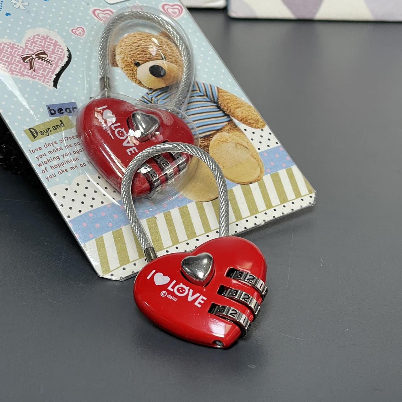 Замочок кохання "Серце", червоний, фото 1