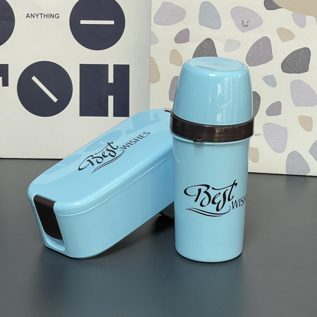 Ланч - бокс для їжі + пляшка для води "Best wishes", блакитні 64-21-625, фото 1