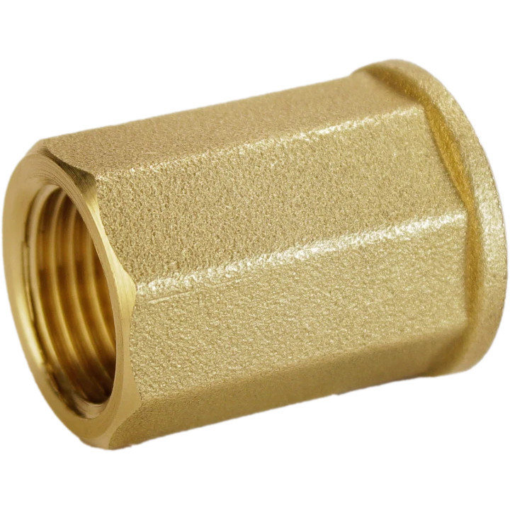 Муфта латунна 3/4" ВР х 3/4" ВР штампована восьмигранна А0352А VA