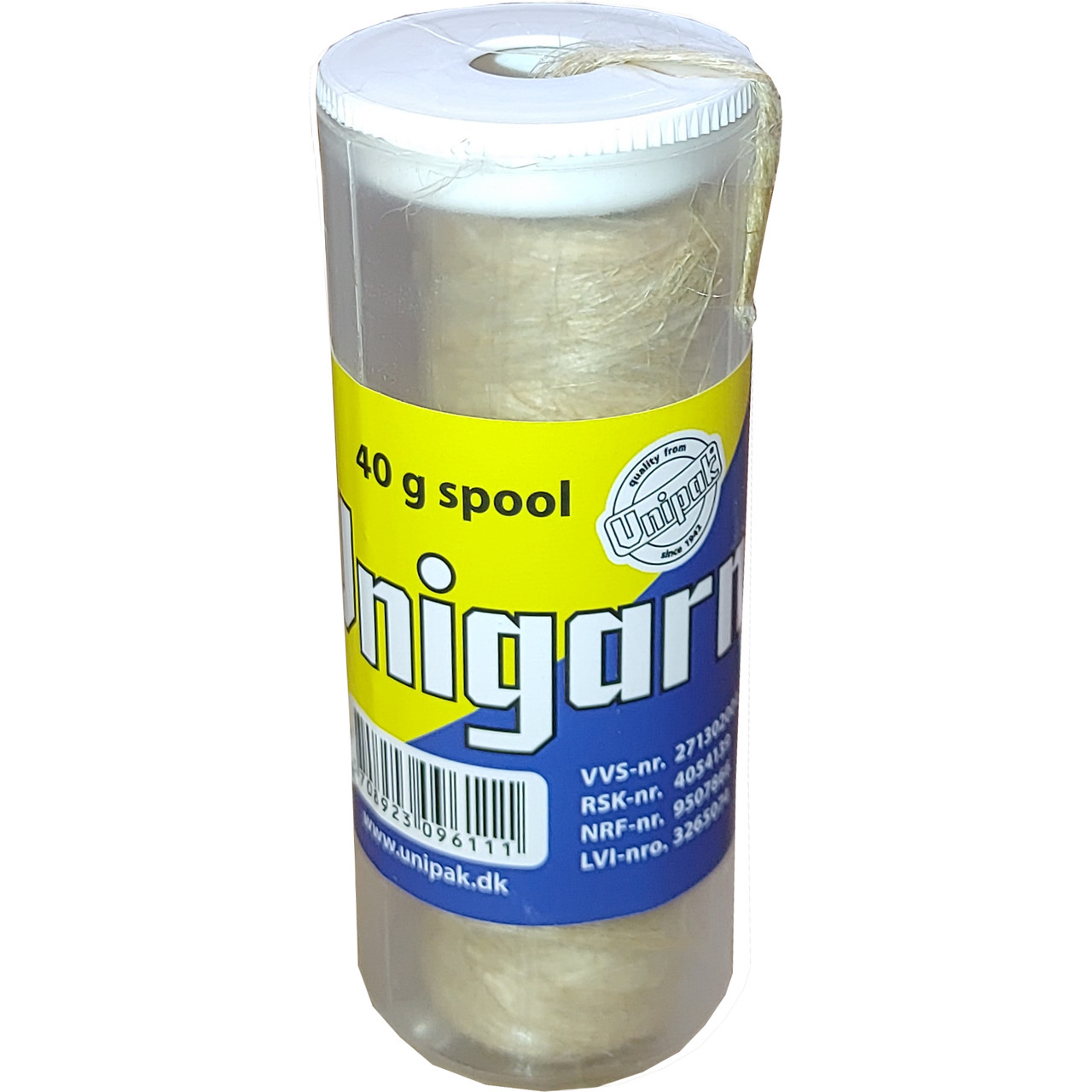 Пакля, льон сантехнічний Unigarn 40g UNIPAK (котушка в тубусі)