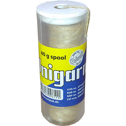 Пакля, льон сантехнічний Unigarn 40g UNIPAK (котушка в тубусі), фото 1