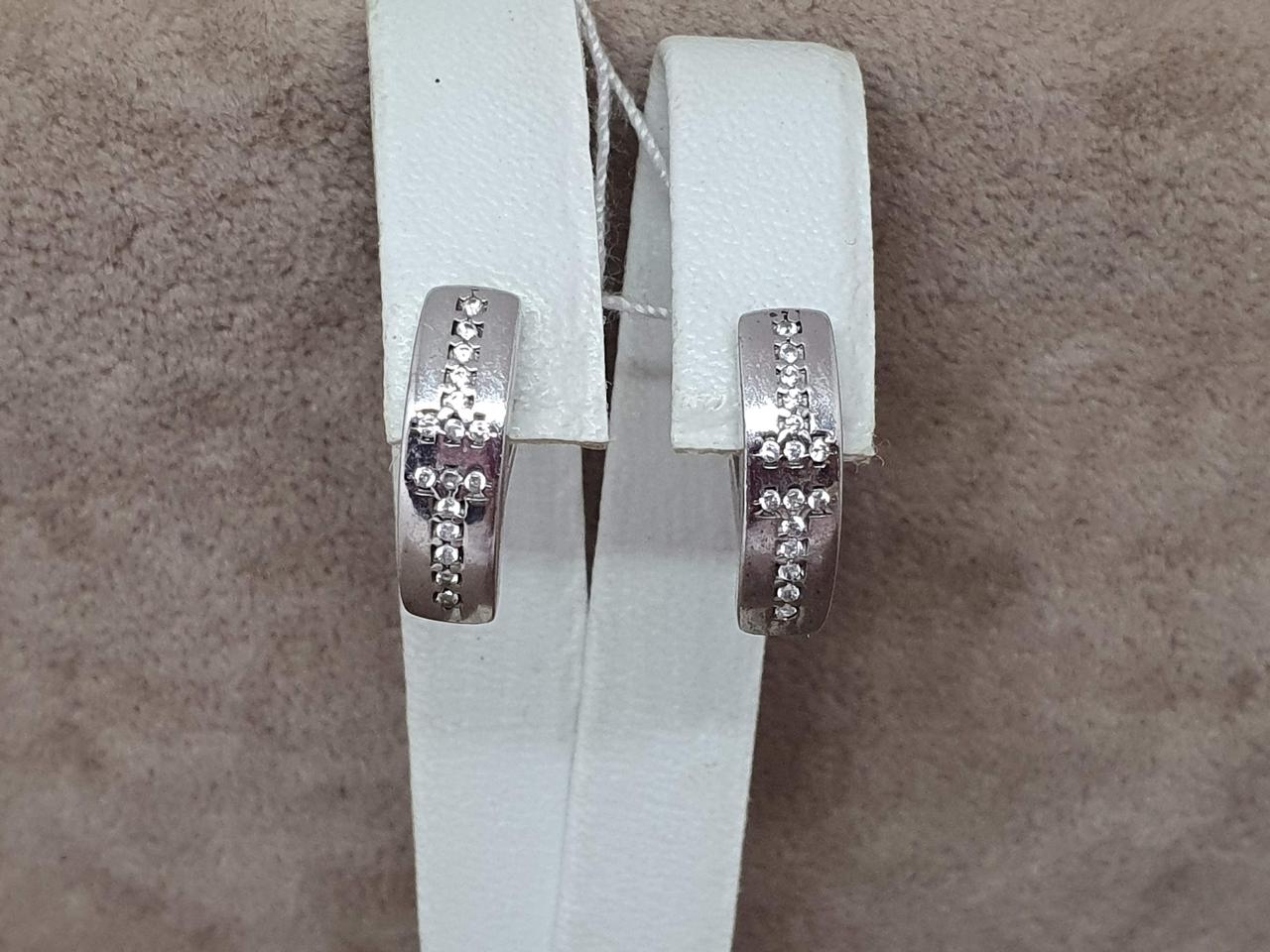 Срібні сережки ТАНДЕМ з фіанітами. 2182/1Р-CZ