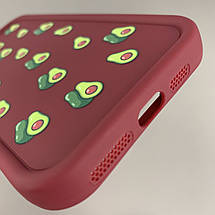 Чохол для iPhone 11 Pro Max бордовий чохол із зеленими авокадо на телефон айфон 11 про макс q06h, фото 4