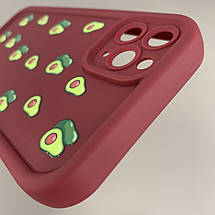 Чохол для iPhone 11 Pro Max бордовий чохол із зеленими авокадо на телефон айфон 11 про макс q06h, фото 5