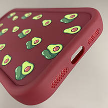 Чохол для Apple iPhone 11 бордовий чохол із зеленими авокадо на телефон айфон 11 q06h, фото 4