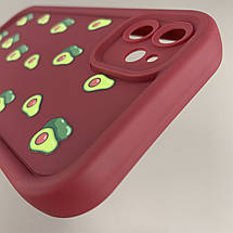 Чохол для Apple iPhone 11 бордовий чохол із зеленими авокадо на телефон айфон 11 q06h, фото 5