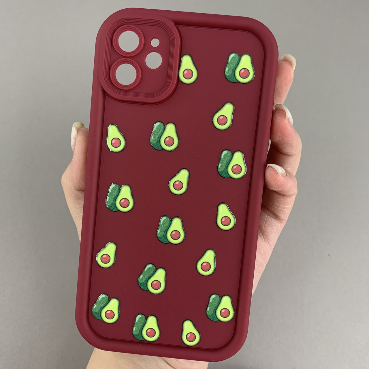 Чохол для Apple iPhone 11 бордовий чохол із зеленими авокадо на телефон айфон 11 q06h