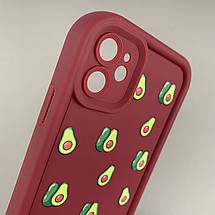 Чохол для Apple iPhone 11 бордовий чохол із зеленими авокадо на телефон айфон 11 q06h, фото 3