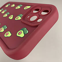 Чохол для Apple iPhone 11 Pro бордовий чохол із зеленими авокадо на телефон айфон 11 про q06h, фото 5