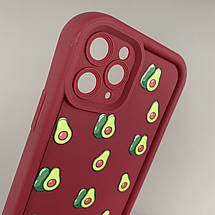 Чохол для Apple iPhone 11 Pro бордовий чохол із зеленими авокадо на телефон айфон 11 про q06h, фото 3