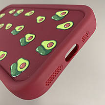 Чохол для Apple iPhone 11 Pro бордовий чохол із зеленими авокадо на телефон айфон 11 про q06h, фото 4