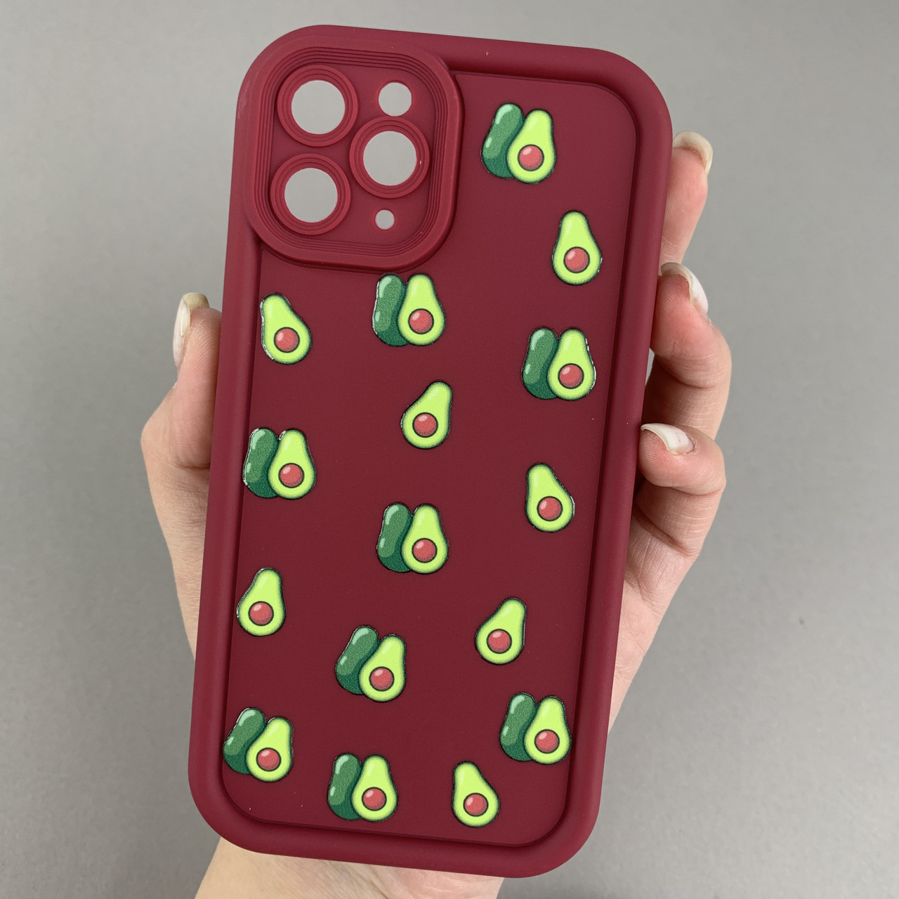 Чохол для Apple iPhone 11 Pro бордовий чохол із зеленими авокадо на телефон айфон 11 про q06h
