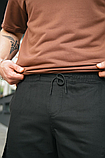 Повсякденні демісезонні чоловічі карго-штани з бічними кишенями з котону чорного кольору, фото 9