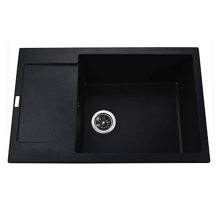 Гранітна мийка Globus Lux MALABI чорний 780х500 мм-А0001, фото 1