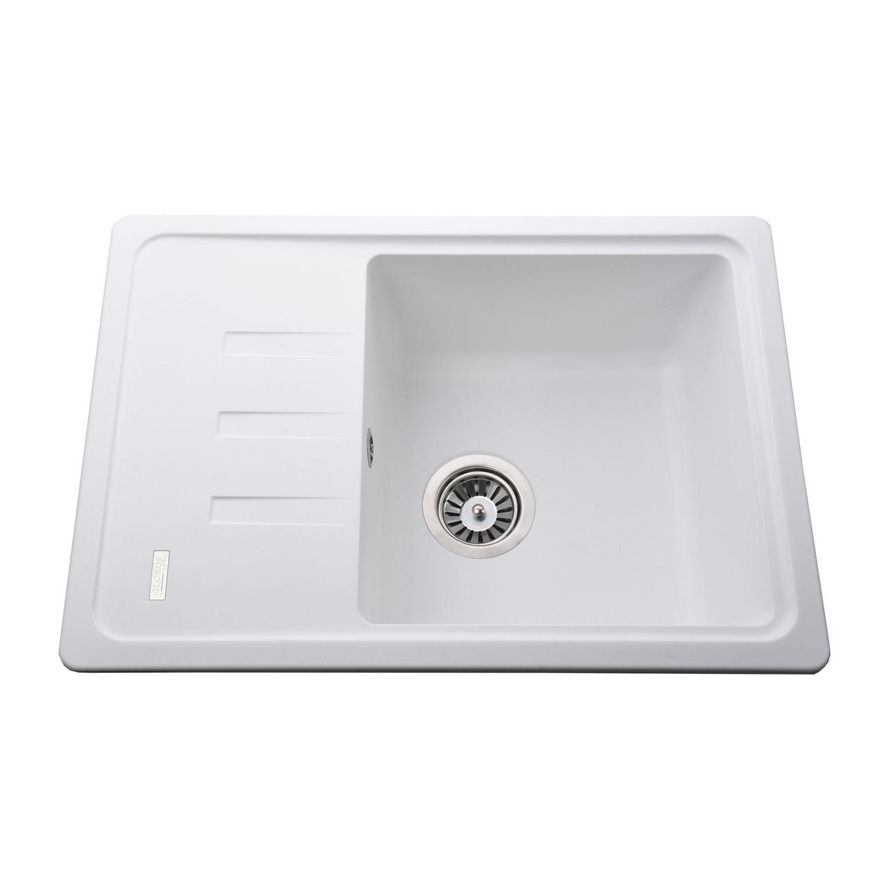 Гранітна мийка Globus Lux MONO білий 620х435 мм-А0007