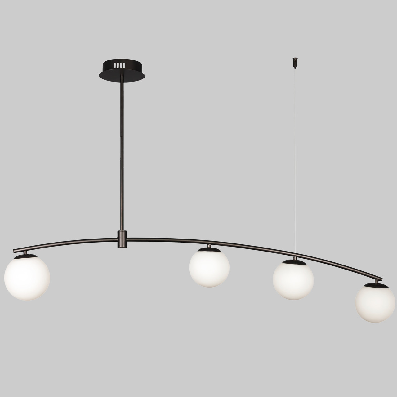 Чорна сучасна люстра на 4 білих плафони (52-9827-4 BK+WH)