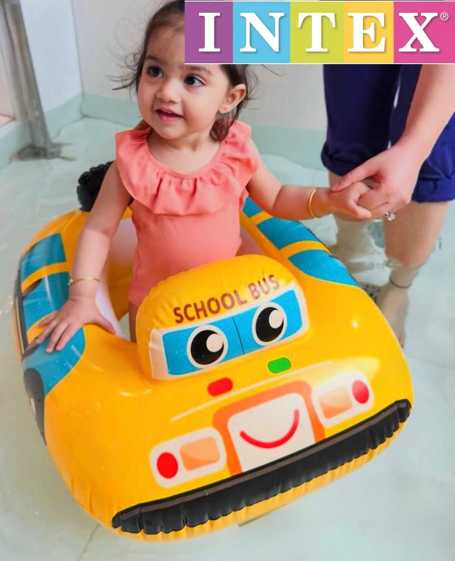 Дитячий надувний круг з ніжками Intex 59586 NP Шкільний автобус, фото 1